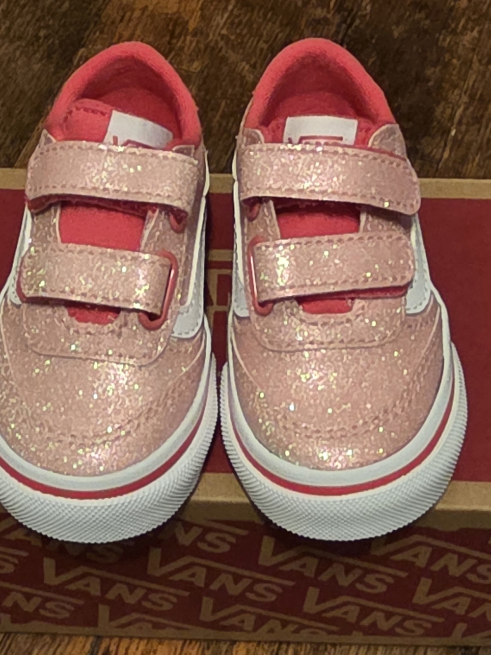 Vans Kids Glitter Pink Velcro Sneakers
